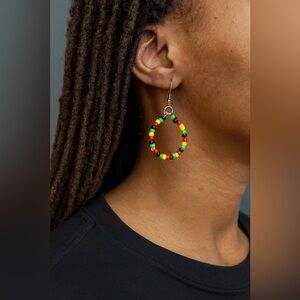 Colorful reggae Beaded Hoop Earrings